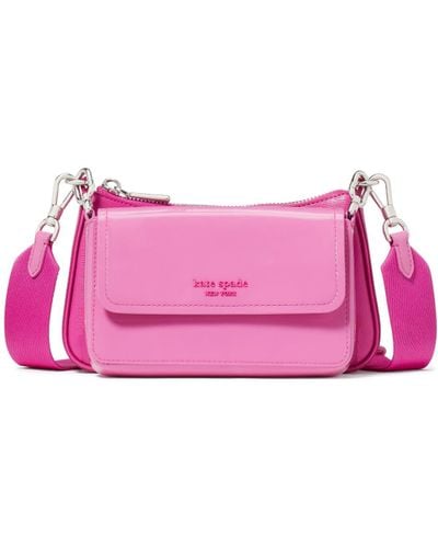 Kate Spade Double Up Patent Saffiano Leather Double -up Crossbody - Pink