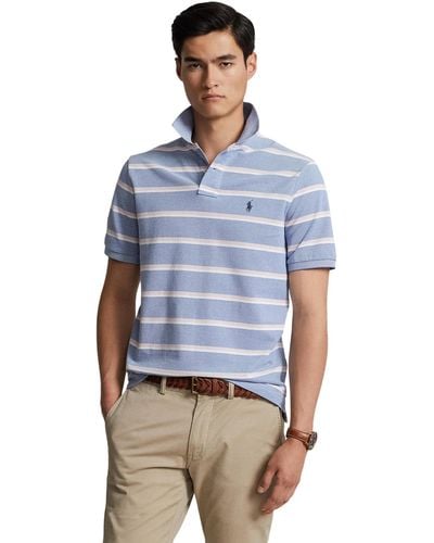 Polo Ralph Lauren Classic Fit Striped Mesh Polo Shirt - Blue