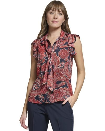 Tommy Hilfiger Sleeveless Blouse With Tie - Red