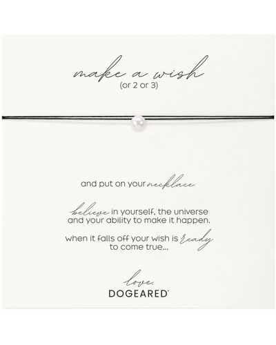 Dogeared Make A Wish Pearl Necklace On Black Silk Thread 16 - White