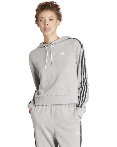 adidas Essentials 3-stripes Animal Printed Relaxed Hoodie - Gray