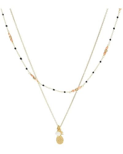 Chan Luu Pre-layered Enamel Bead Necklace With Charm - Black
