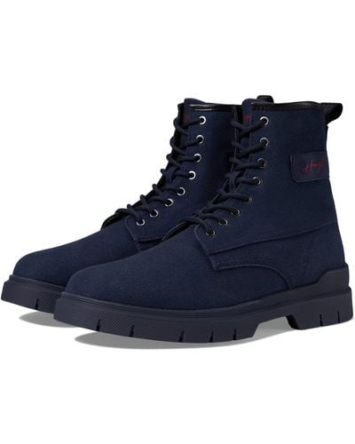 HUGO Ryan Canvas Lace-up Boots - Blue