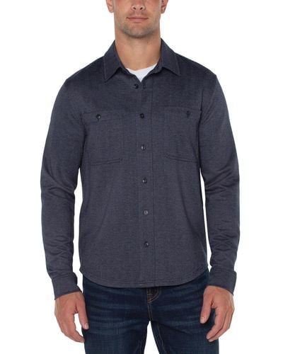 Liverpool Los Angeles Knit Button Up Shirt - Blue