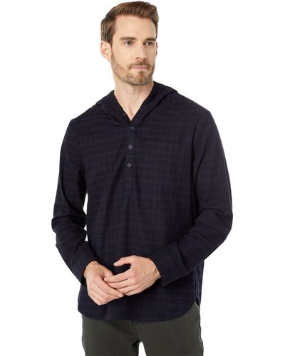 Vince Highway Plaid Long Sleeve Pullover - Blue