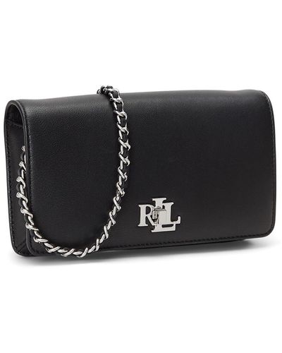 Lauren by Ralph Lauren Leather Crossbody Turn-lock Tech Case - Black