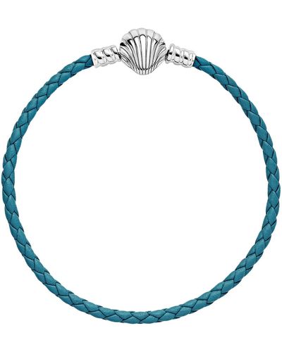 PANDORA Moments Seashell Clasp Braided Leather Bracelet - Blue
