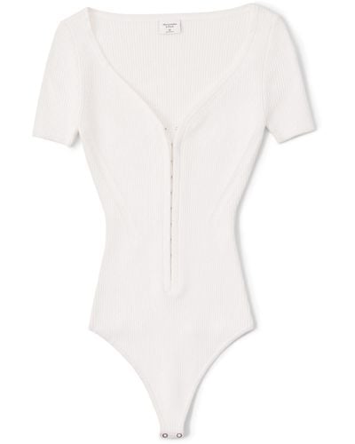 Abercrombie & Fitch Hook-and-eye Short Sleeve Bodysuit - White