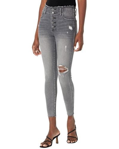 Kut From The Kloth Connie High-rise Fab Ab Skinny Raw - Button Fly Side In Bonus - Gray