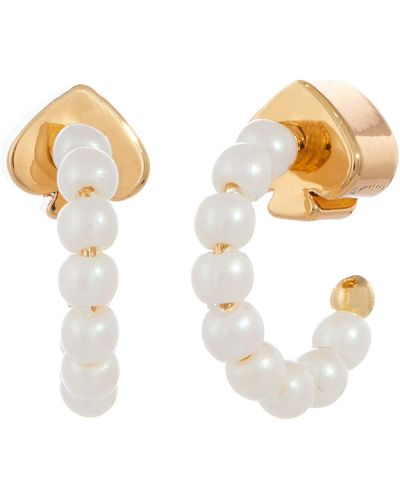 Kate Spade Tiny Twinkles Mini Pearl Huggies Earrings - Metallic