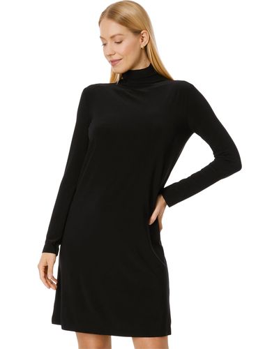 Norma Kamali Long Sleeve Turtleneck Dress To Knee - Black