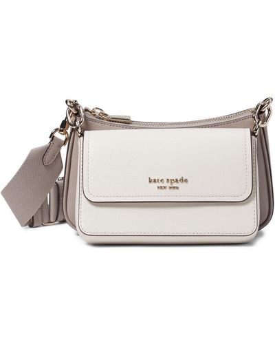 Kate Spade Double Up Colorblocked Saffiano Leather Double Up Crossbody - White