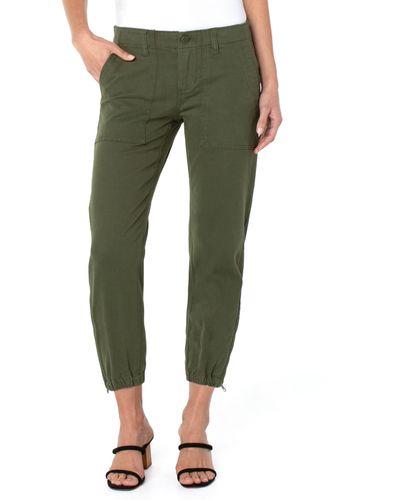 Liverpool Jeans Company Petite Crop Utility Pants W/ Zip Hem - Green