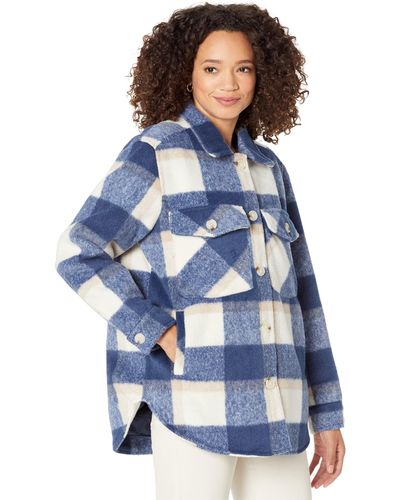 Blank NYC Plaid Shirt Jacket In Keep Rolling - Blue