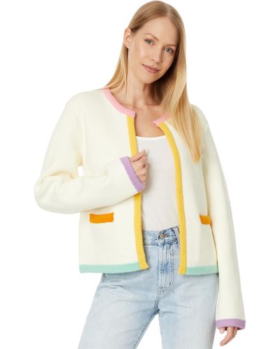 English Factory Color Block Sweater Cardigan - White