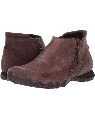 Skechers Relaxed Fit Bikers Zippiest S Ankle Boots Chocolate 8 W - Brown