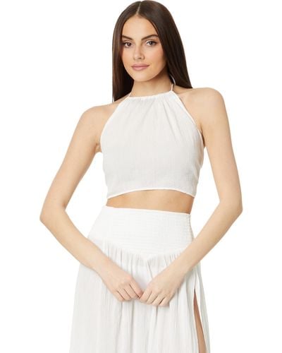 Madewell Crinkle Cotton Halter Wrap Top - White