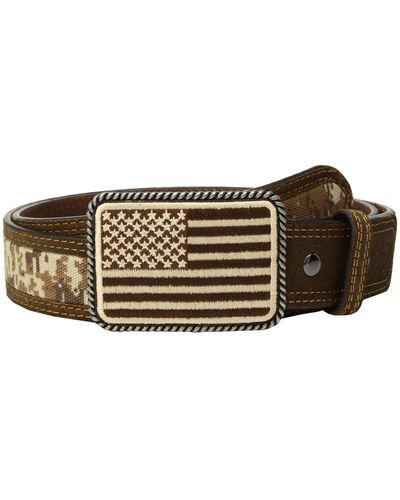 Ariat Sport Patriot With Usa Flag Buckle Belt - Brown
