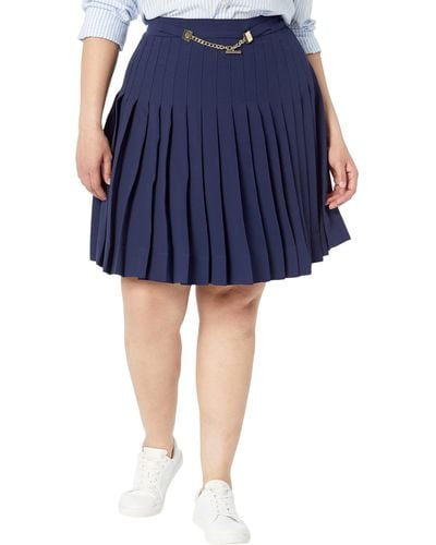 Lauren by Ralph Lauren Plus Size Pleated Georgette Skirt - Blue
