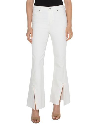 Liverpool Los Angeles Hannah High Rise Flare With Twisted Seam Slit Stretch Denim - White