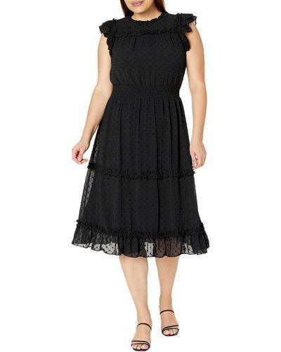 Cece Sleeveless Clip Dot Dress - Black