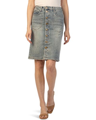 Kut From The Kloth Rose Skirt Button Front Portchop Pocket - Gray
