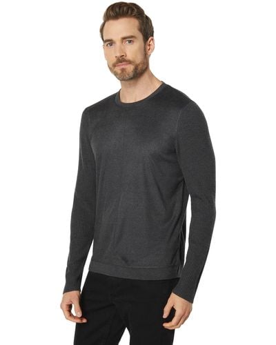 John Varvatos Regular Fit Long Sleeve Crew With Sweater Trim K3650y3 - Black