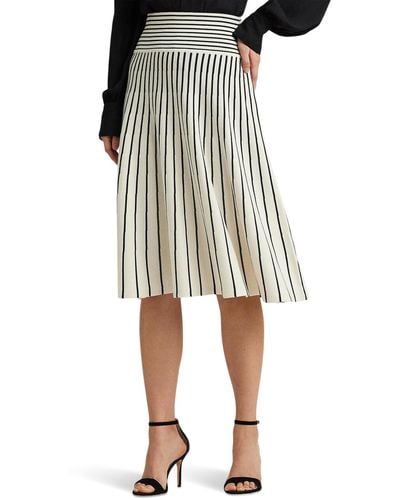 Lauren by Ralph Lauren Striped Cotton-blend Midi Skirt - White