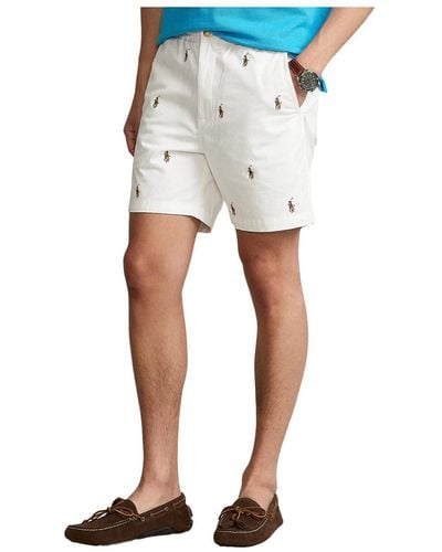 Polo Ralph Lauren Pony Player Embroidered Swim Trunks - White
