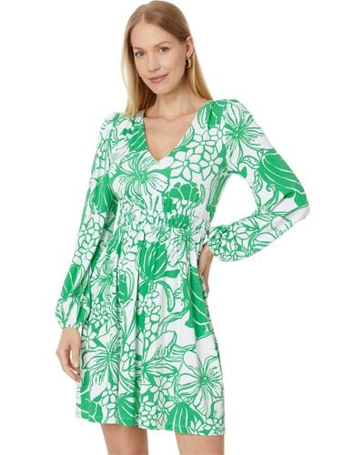 Lilly Pulitzer Calla Long Sleeve V-neck Dress - Green