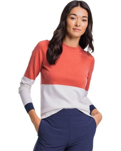 Southern Tide Color-block Fireside Sweater - Red