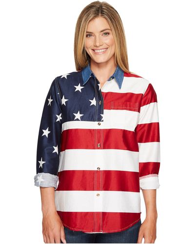 Roper L/s Stars And Stripes Pieced Flag - Red