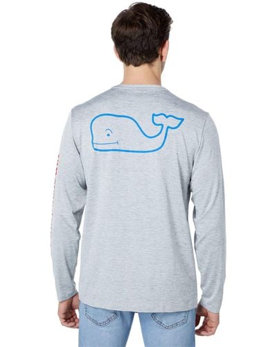 Vineyard Vines Long Sleeve Whale Harbor T- Shirt - Gray