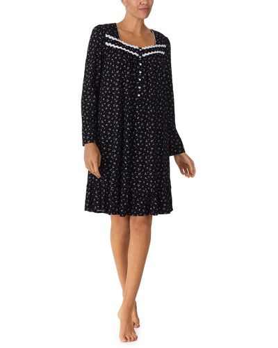 Eileen West 38 Short Long Sleeve Nightgown - Black