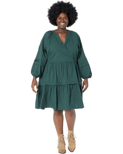 Madewell Plus Crinkle Poplin Wrap Mini Dress - Green