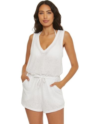 Becca Beach Date Romper With Pockets Cover-up - White