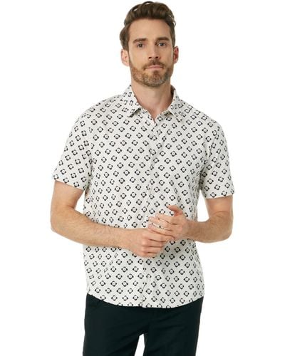 Vince Geo Floral Printed Short Sleeve Button-down - Gray