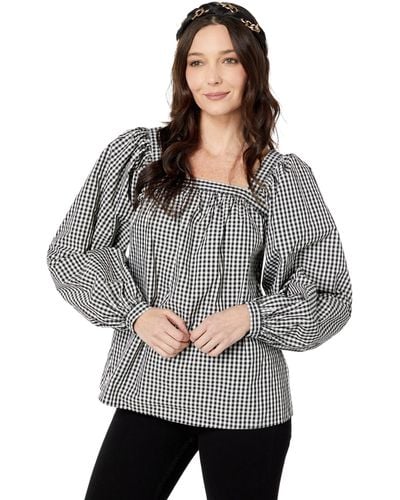 Kate Spade Party Gingham Belle Top - Gray