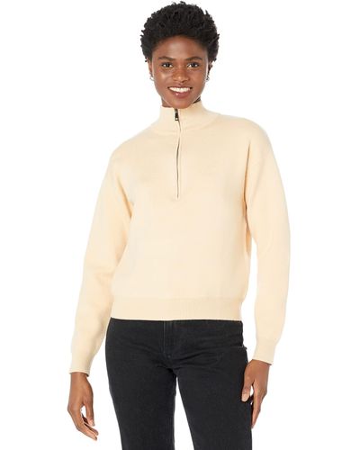 Monrow Supersoft Sweater Knit 1/2 Zip - Natural