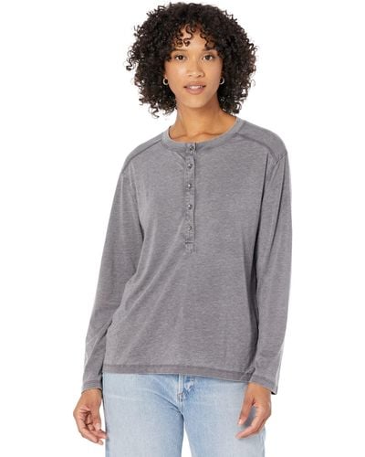 Dylan By True Grit Bowery Burnout Henley - Gray