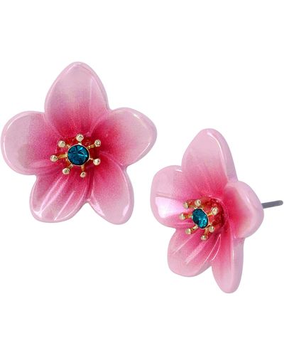 Betsey Johnson Flower Stud Earrings - Pink