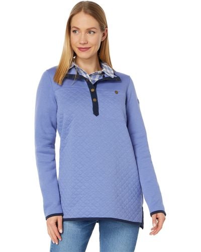 L.L. Bean Quilted Sweatshirt Mock Neck Tunic - Blue