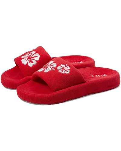 Roxy Slippy Terry Cloth Sandals - Red