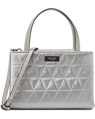 Kate Spade Sam Icon Quilted Satin Small Tote - Gray