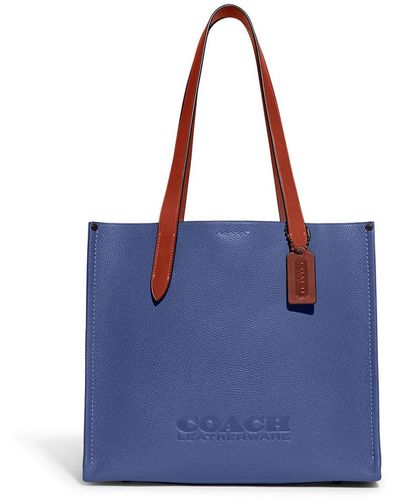 COACH Relay Tote 34 In Pebble Leather - Blue