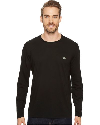Lacoste Long Sleeve Pima Jersey Crew Neck T-shirt - Black