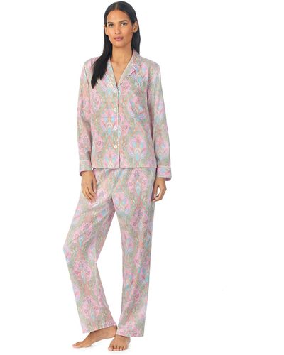 Lauren by Ralph Lauren Sateen Notch Pj Set - Pink