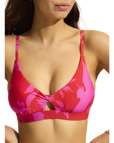 Seafolly Birds Of Paradise Twist Front Bralette - Pink