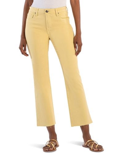 Kut From The Kloth Kelsey High-rise Fab Ab Ankle Flare With Raw Hem In Lemon - Yellow