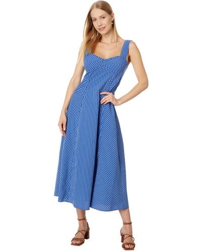 Madewell Sweetheart Sleeveless Midi Dress In Stripe - Blue